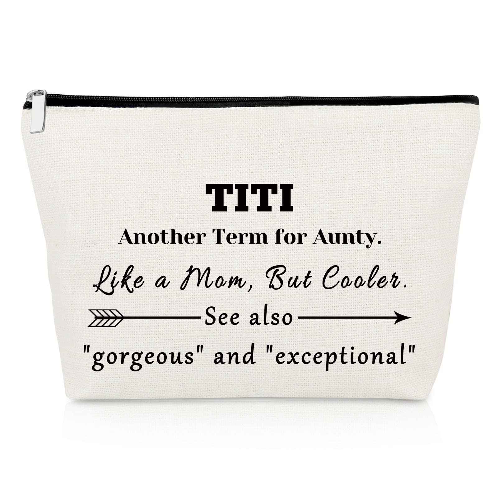 Gevody Aunt Gifts from Niece Nephew Makeup Bag Auntie Gift Appreciation Gifts for Women TiTi Tia Birthday Gifts Cosmetic Bag TiTi Gifts Thank You Gifts Mothers Day Gifts for Her Travel Pouch