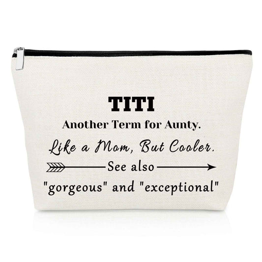 Gevody Aunt Gifts from Niece Nephew Makeup Bag Auntie Gift Appreciation Gifts for Women TiTi Tia Birthday Gifts Cosmetic Bag TiTi Gifts Thank You Gifts Mothers Day Gifts for Her Travel Pouch