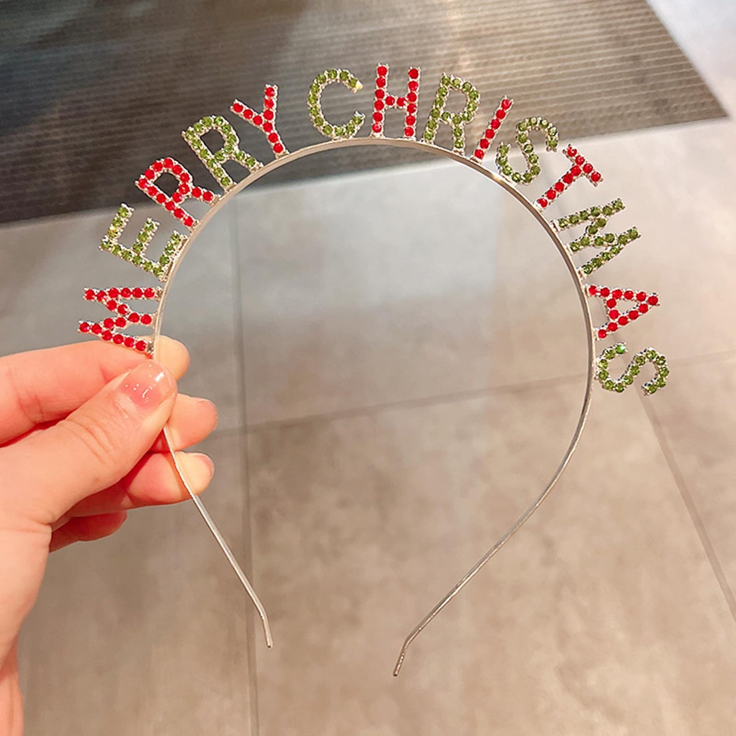 Merry Christmas Rhinestone Headband Xmas Crystal Hair Hoops Women Headpiece Hairband Hair Bands Headdress Cosplay Dress Up Masquerade Holiday Festival Carnival Birthday Party Accessories Supplies