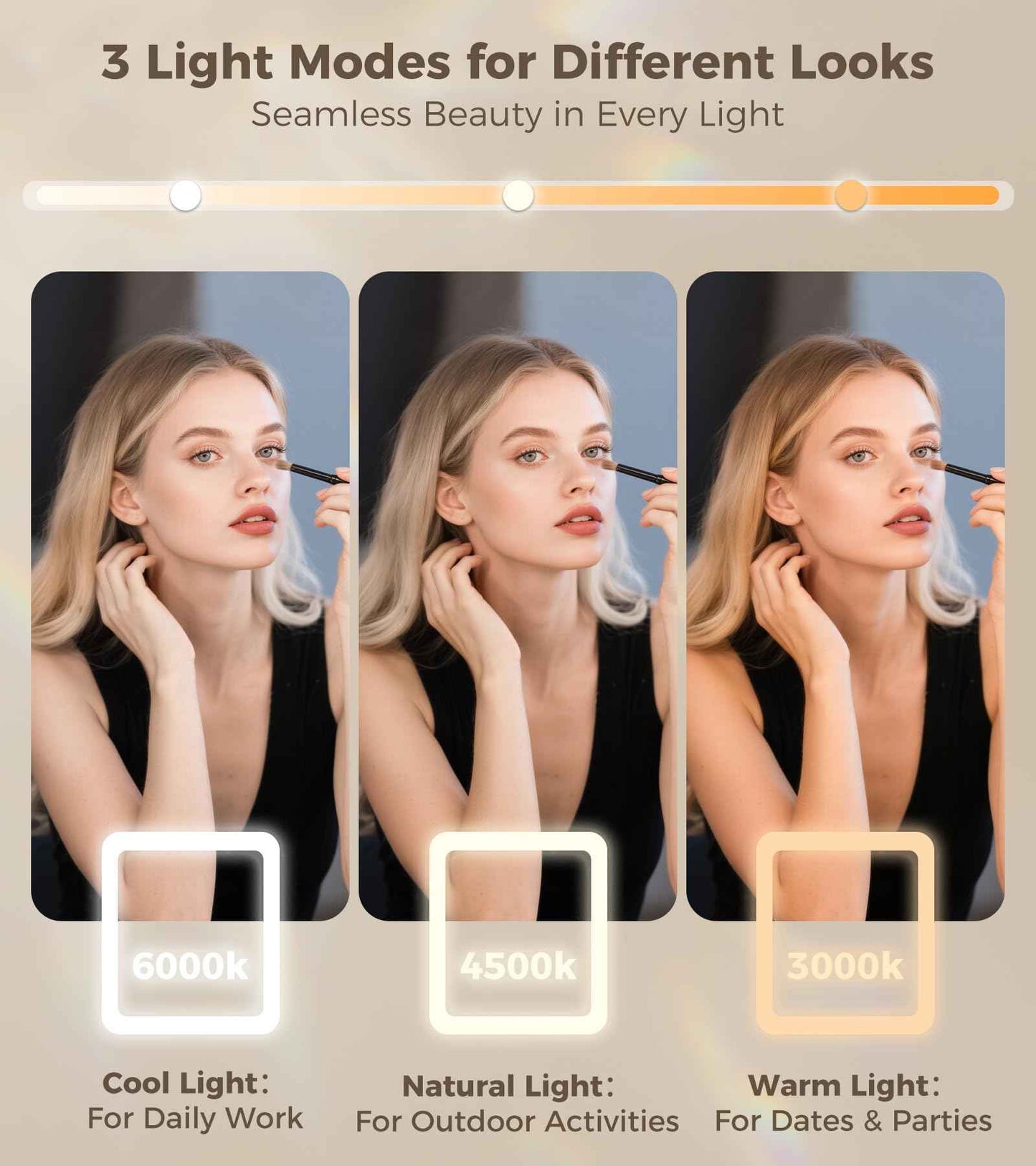 Saliwa Vanity Mirror with Lights, Lighted Makeup Mirror with 3 Modes, 10X Magnification Mirror, Stepless Brightness, 360° Rotation, Christmas & Valentine’s Gifts for Women, Daughter, Mom, Her