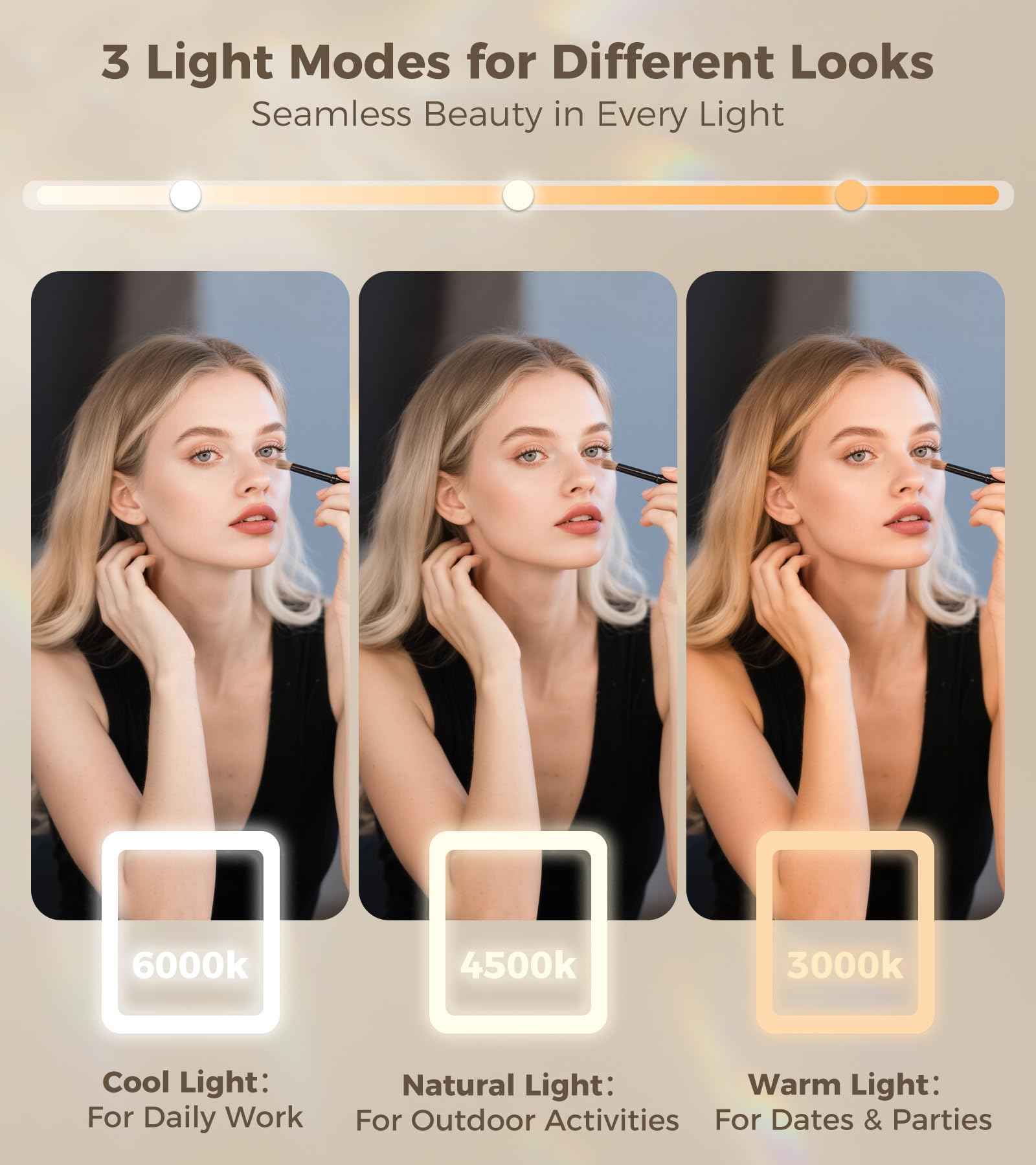 Saliwa Vanity Mirror with Lights, Lighted Makeup Mirror with 3 Modes, 10X Magnification Mirror, Stepless Brightness, 360° Rotation, Christmas & Valentine’s Gifts for Women, Daughter, Mom, Her