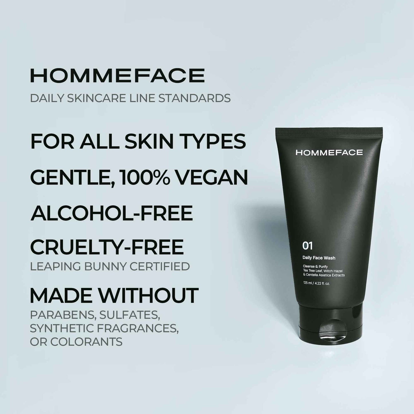 HommeFace 2-Pack Daily Face Wash for Men, Gentle Facial Cleanser for Deep Cleansing with Collagen, Hyaluronic Acid & Witch Hazel Extract