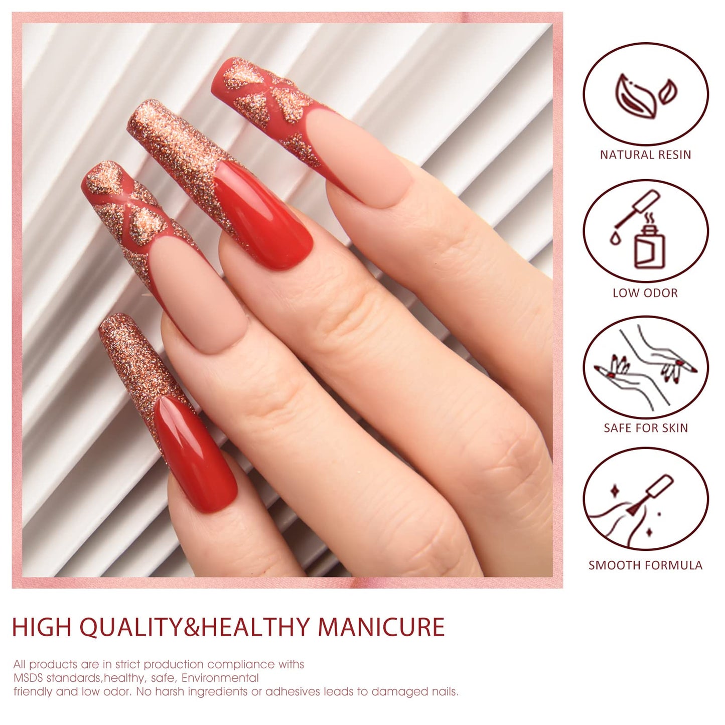 VENALISA Hema-Free Red Gel Nail Polish Set- 6 Colors Popular Red Burgundy Glitter Gel Polish Kit, DIY at Home Salon Christmas New Year's Gifts for Girls