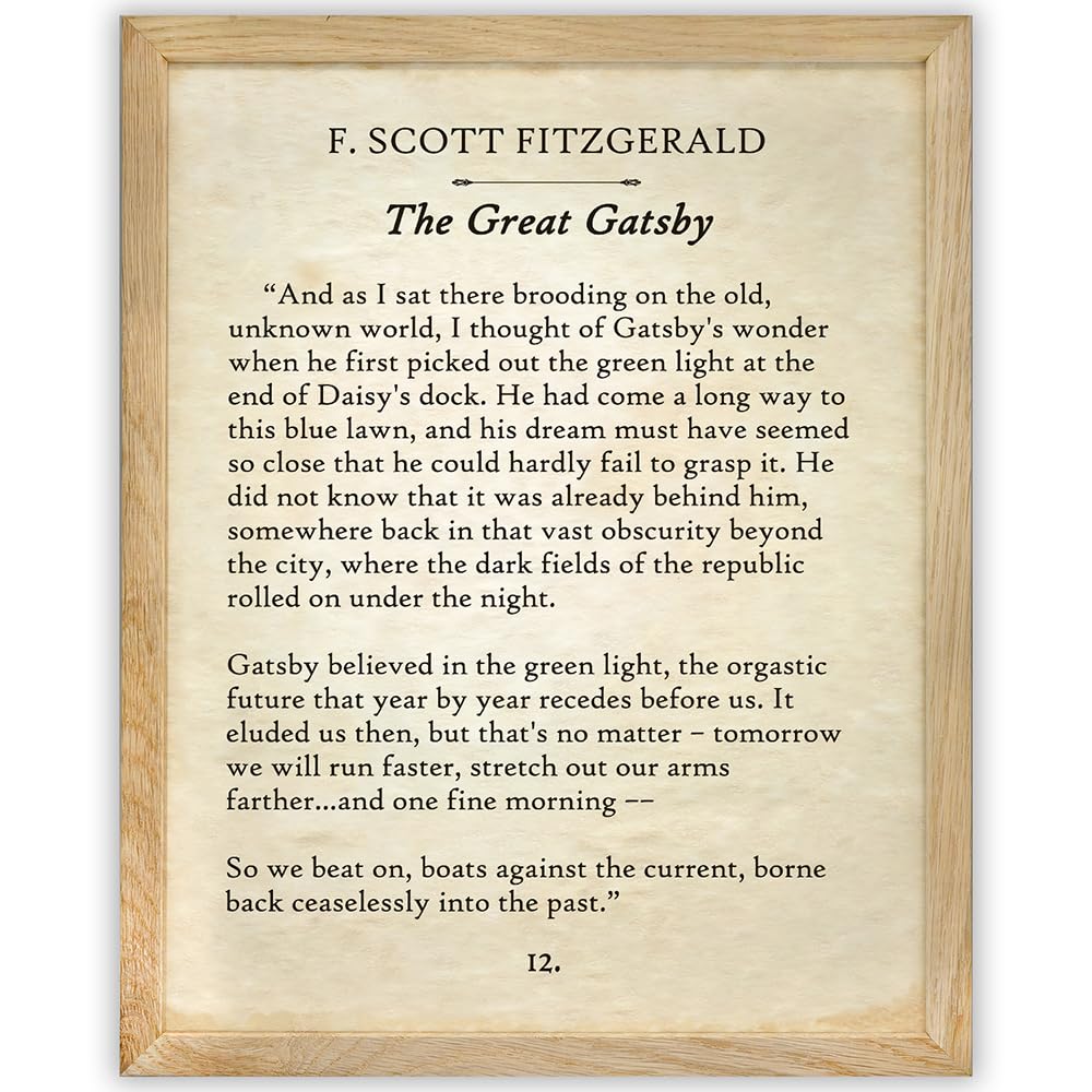 F. Scott Fitzgerald - The Great Gatsby - 11x14 Framed Typography Book Page Print - Great Gift for Twentieth-Century Literature Fans