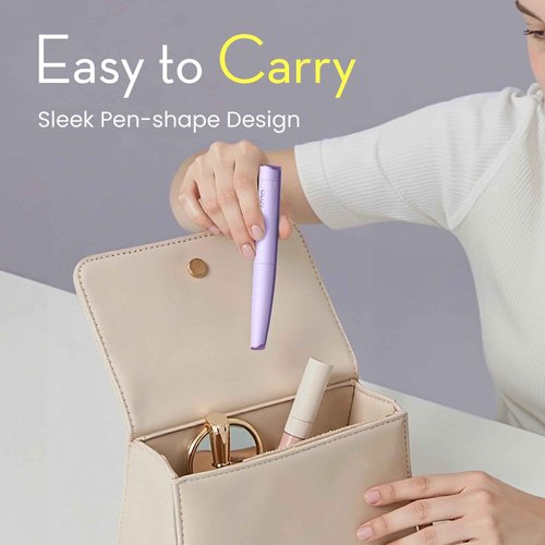 OLOV slim Facial Hair Removal for Women, Painless Eyebrow Trimmer with Pivoting Head, Electric Battery Operated Body Hair Remover with 2 Replaceable Blade for Face Neck Chin Bikini, Purple