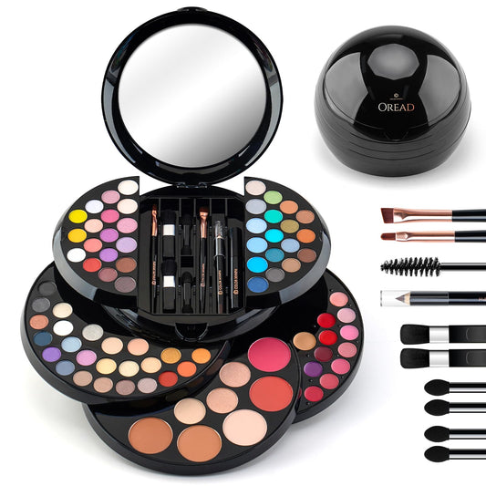 Color Nymph Makeup Kit For Teen Girls, Ball Case Full Kit Makeup Kit For Beginner Practice Professional Makeup Set with 60 colors eyeshadows, 11 colors lip glosses, Highlighter Bronzer Mascara etc