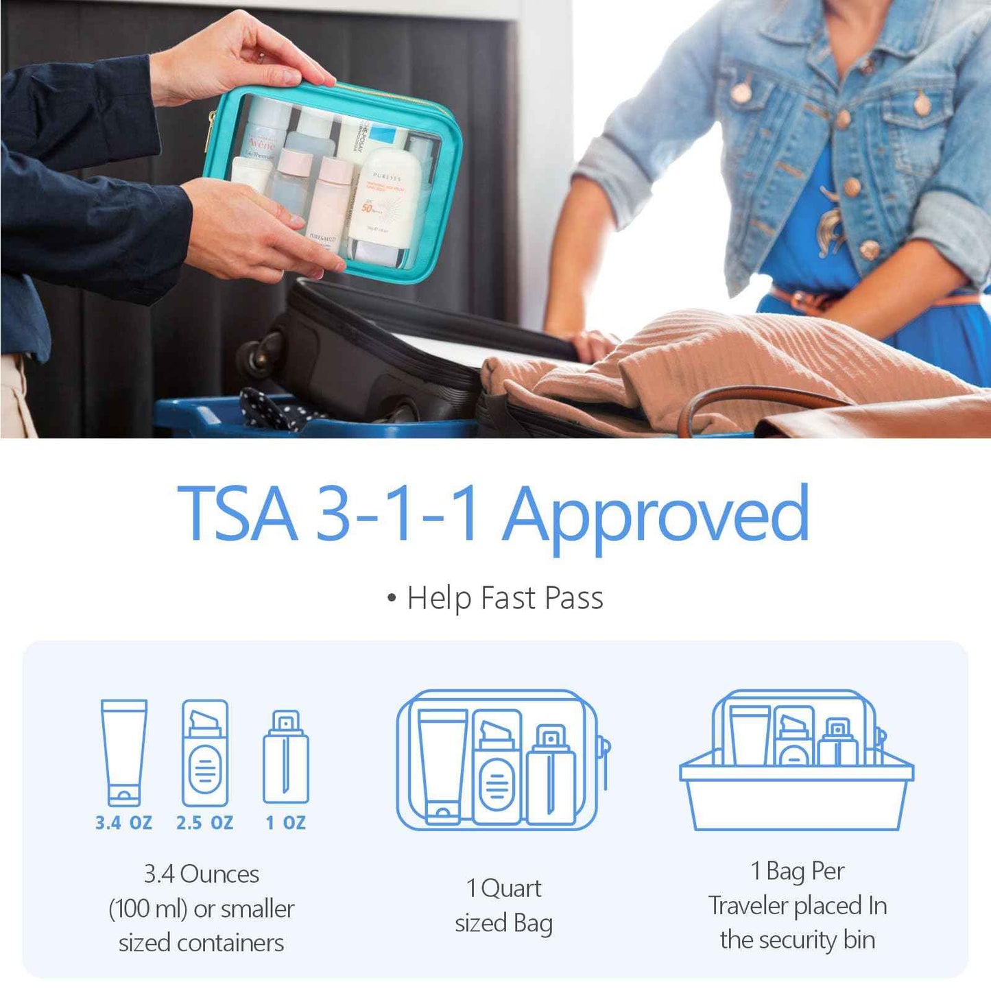 PACKISM Color-Edged Clear Makeup Bags in 2 Size, Bundle Sale