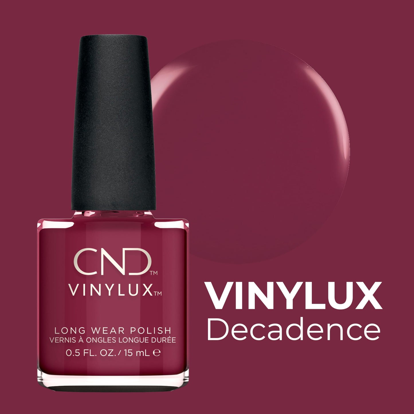 CND Vinylux Longwear Red Nail Polish, Gel-like Shine & Chip Resistant Color, Decadence, 0.5 fl. oz