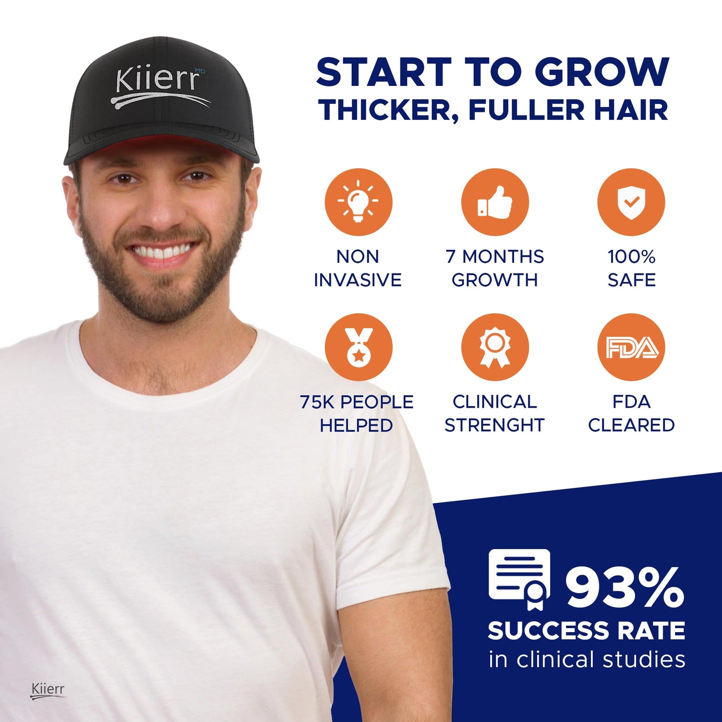 Kiierr 272 Premier Laser Cap | FDA Cleared For Hair Loss In Men & Women | Full Scalp Treatment to Reverse Thinning | 272 Medical Grade Lasers, Not LEDs