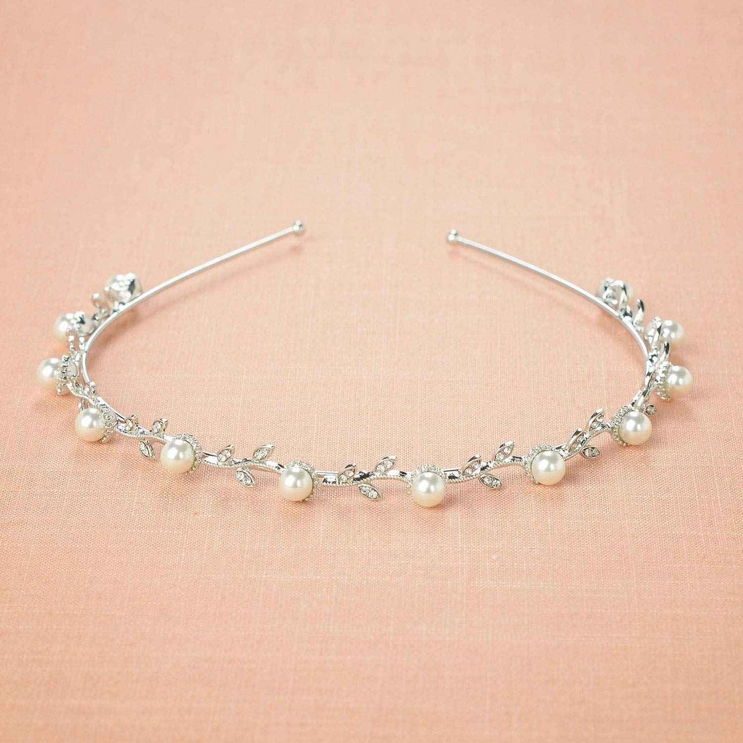 SWEETV 2pcs Sliver Flower Girl Headpiece Wedding Headband for Girls, Pearl Bridal Hair Accessories for Birthday Party, First Communion