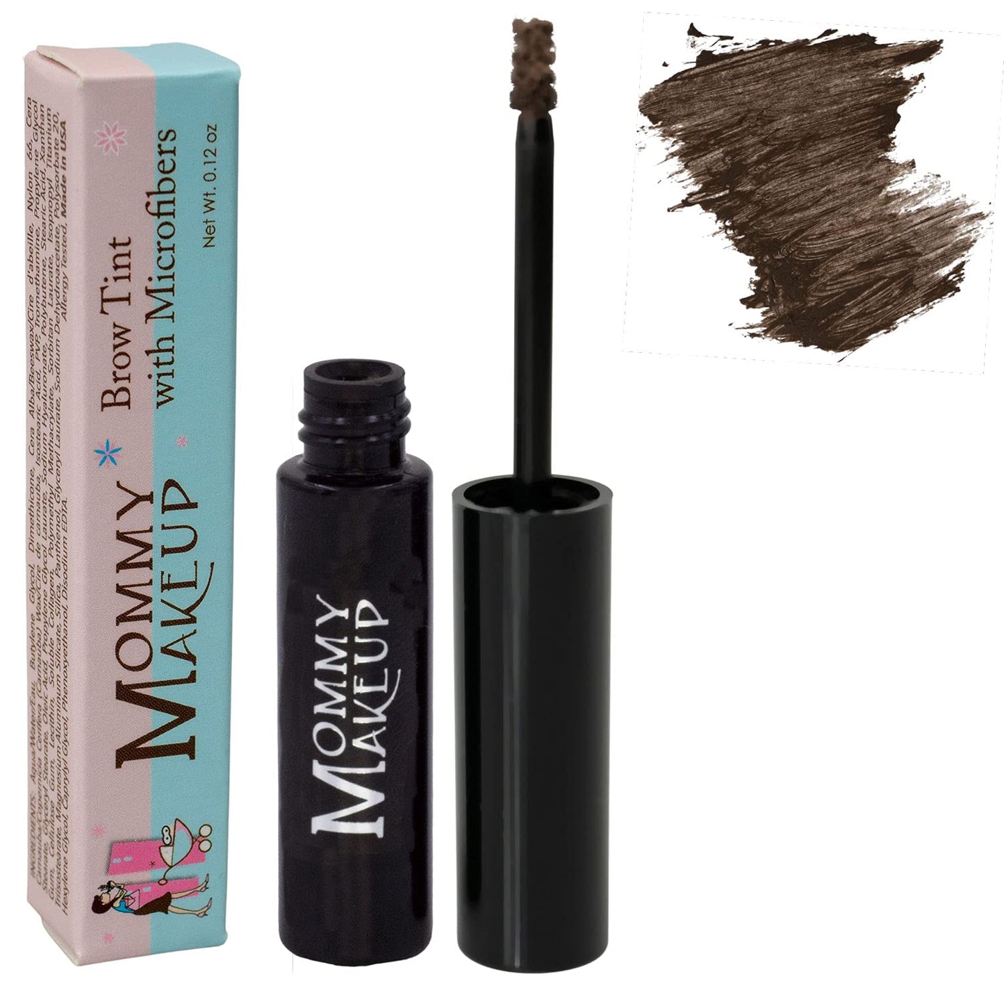 Brow Tint with Microfibers in Warm Brunette (An Espresso Brown) Natural Looking Eyebrow Makeup, Cover Gray Hairs - Water Resistant, Clump Free, Long Lasting Tinted Brow Gel by Mommy Makeup