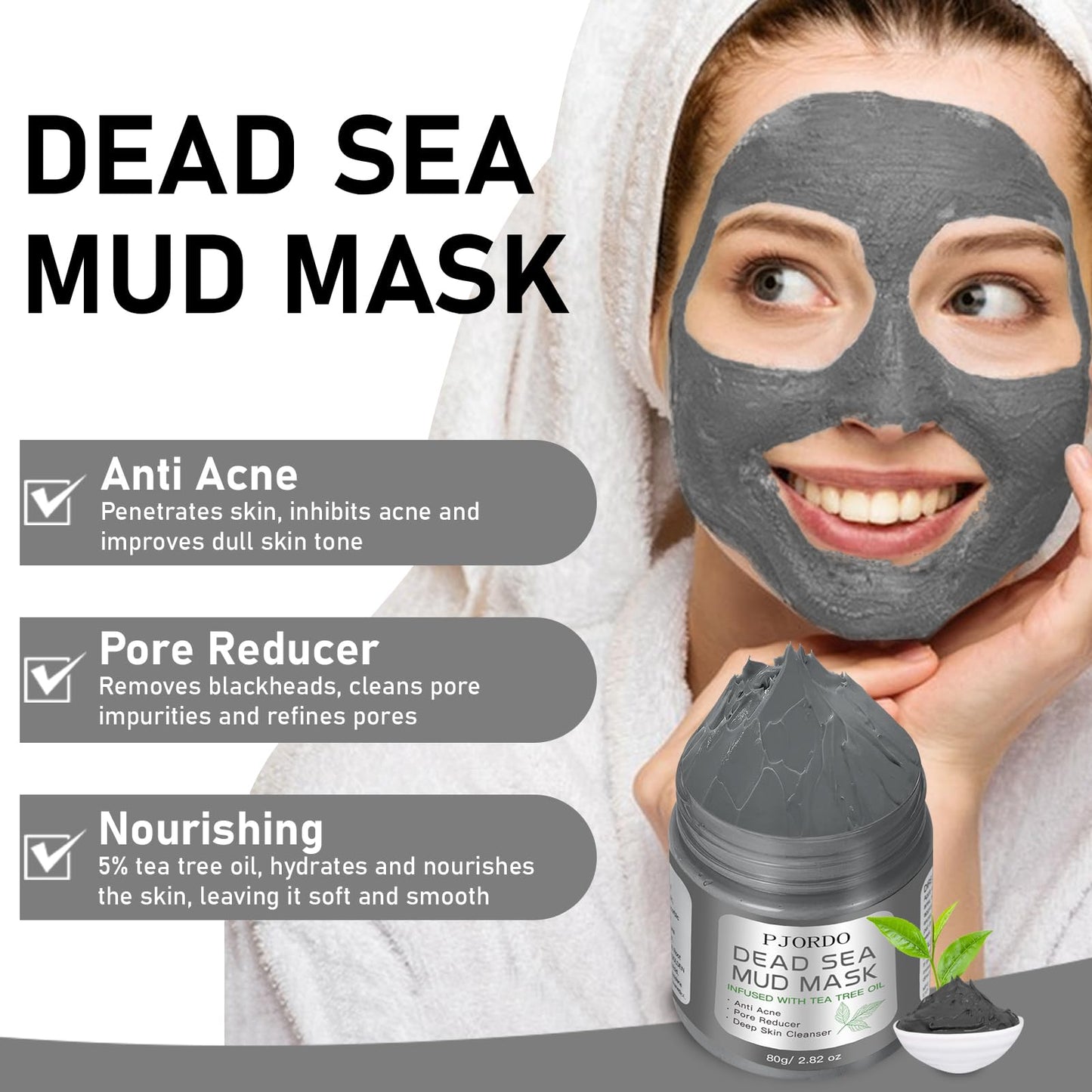 Pjordo 4 Pcs Clay Mask Set, Turmeric Vitamin C Clay Mask, Dead Sea Mud Mask, Avocado Clay Mask, Rose Clay Mask, Face Mask Skin Care Set, Perfect Gifts For Women Girls, 2.82 Oz Each