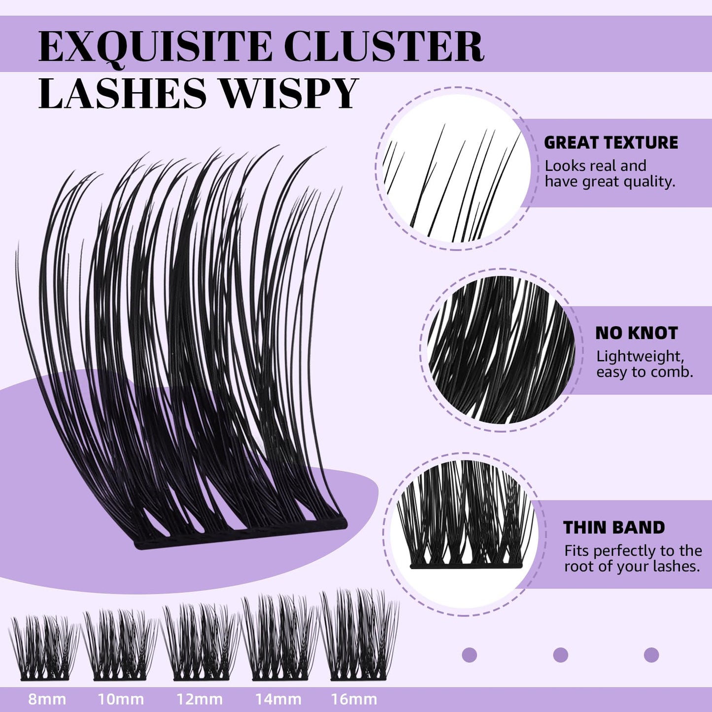 Lash Clusters D Curl 8-16MIX 96 PCS Eyelash Clusters Wispy with 360?Rotatable Mirror Cluster Eyelash Extensions Natural Lash Clusters Lashes Wispy Diy Lash Extensions Clusters (Q08,D 8-16MIX)