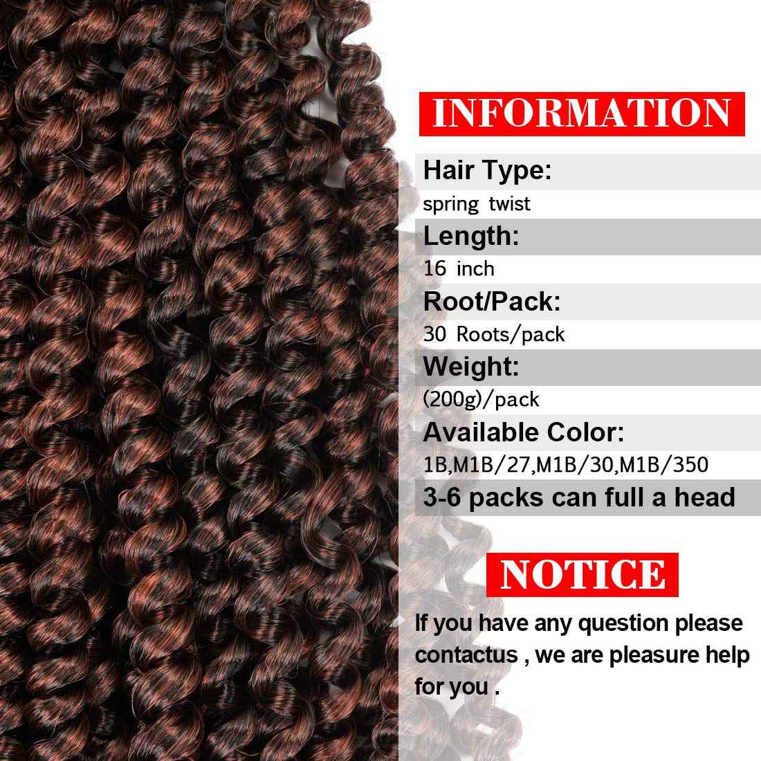 16 inch Spring Twist Crochet Braids Hair for Butterfly Locs Bomb Twist Crochet Hair Beyond Beauty Ombre Colors Synthetic Fluffy Hair Extension 3 Packs(16 Inch, M1B 350)