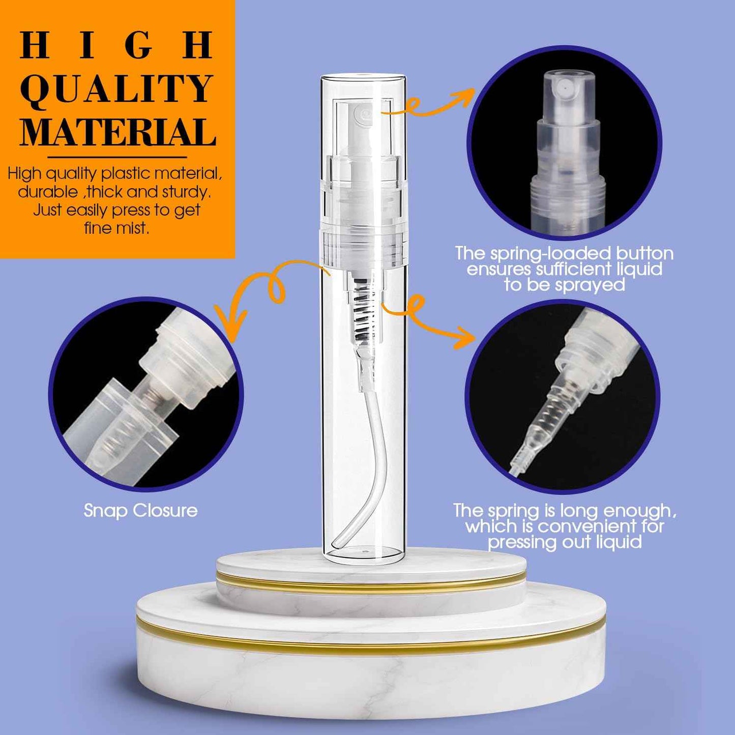 DupakSYS 60PCS 10ml Mini Spray Bottle, Portable Clear Plastic Spray Bottle, Empty Fine Mist Refillable Perfume Atomizer, Small Sample Containers for Cleaning, Travel, Essential Oils