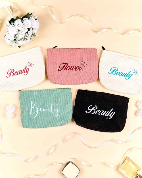 Personalized Cosmetic Bag with Embroidery, Custom Cute Makeup Bags, Travel Skincare Toiletry Organizer Pouch (Pink- Flower)