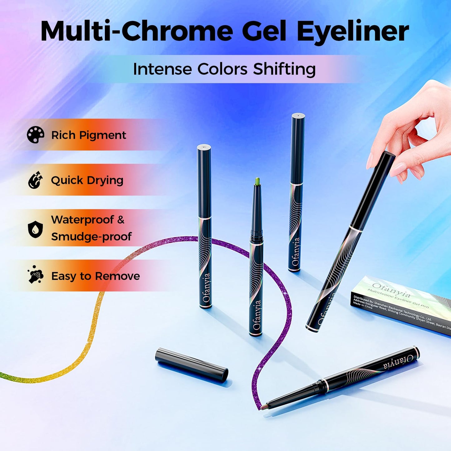 Multichrome Eyeliner,Purple Eyeliner Penclis with Retractable,Glitter Eyeliner Pencil for Halloween Makeup,Waterproof Eyeliner Pen,24h Long Lasting Eye Liner Smudge Proof Eye Pencil