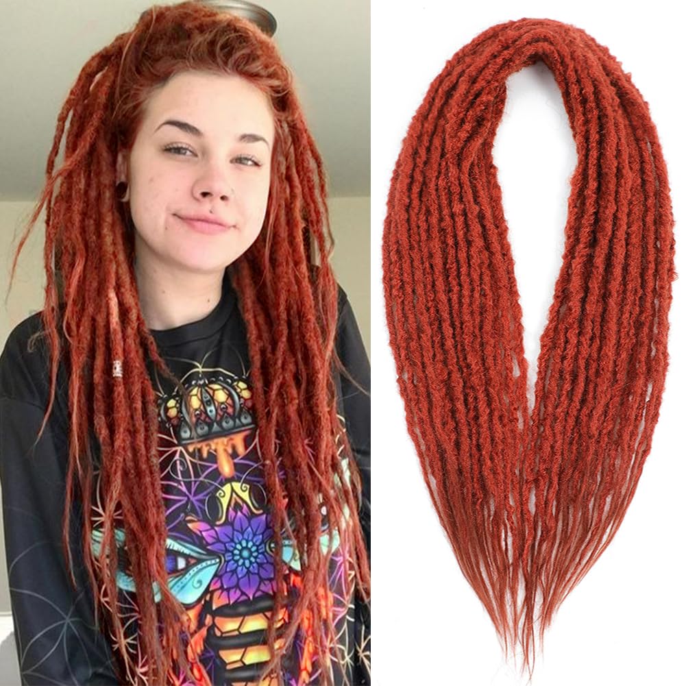 BUFENGSUN Textured Dreadlock Synthetic Double Ended Dreadlock Extensions with Texture 20inches 10 Strands Thin Soft DE Dreadlocks Extensions for Women (10 Strands, 1B#)