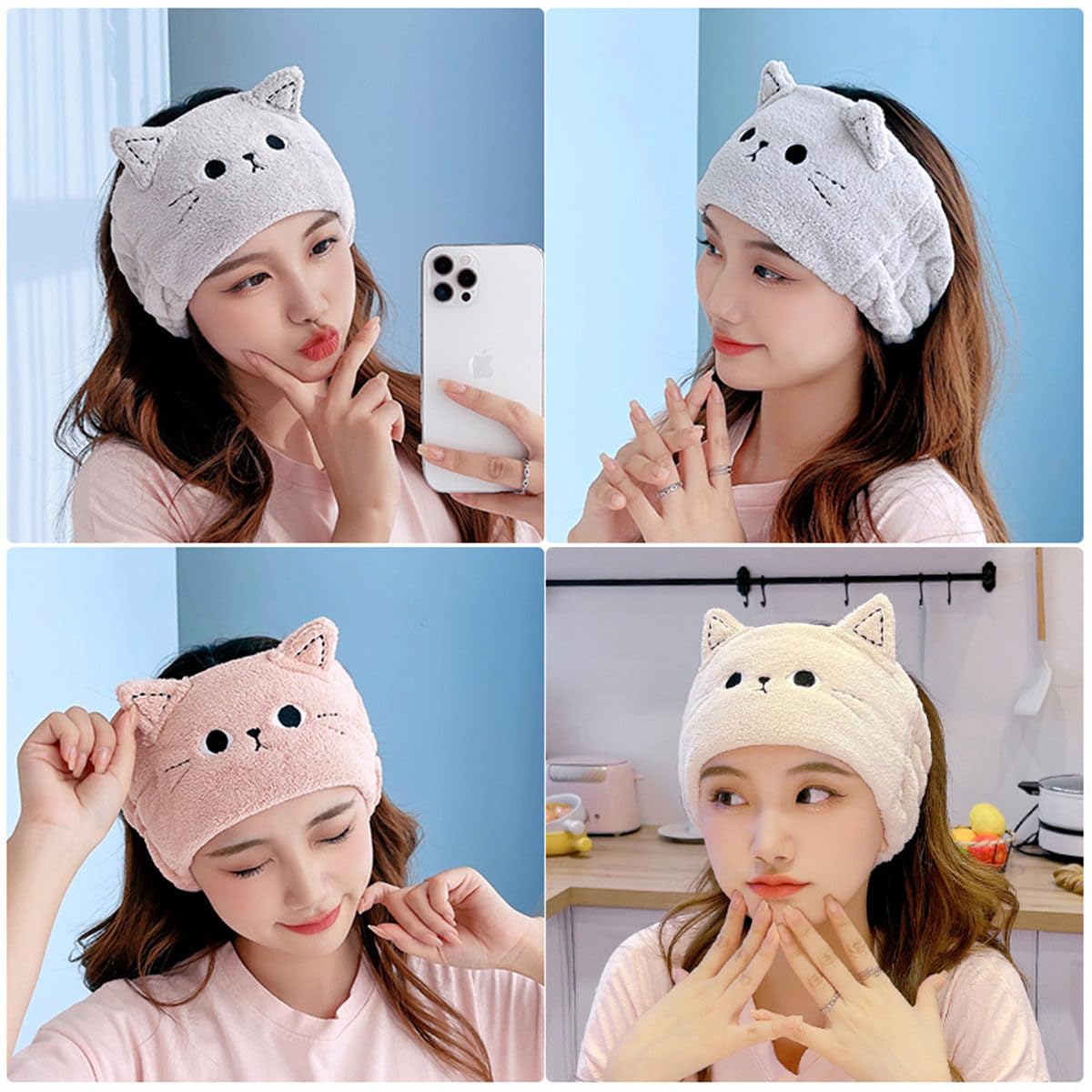 LOVEF Spa Headband for Washing Face, 1 Pack Cute Soft Coral Fleece Headbands Makeup Headband Skincare Headbands Facial Headband Face Wash Headband for Woman Girls (Coffee)