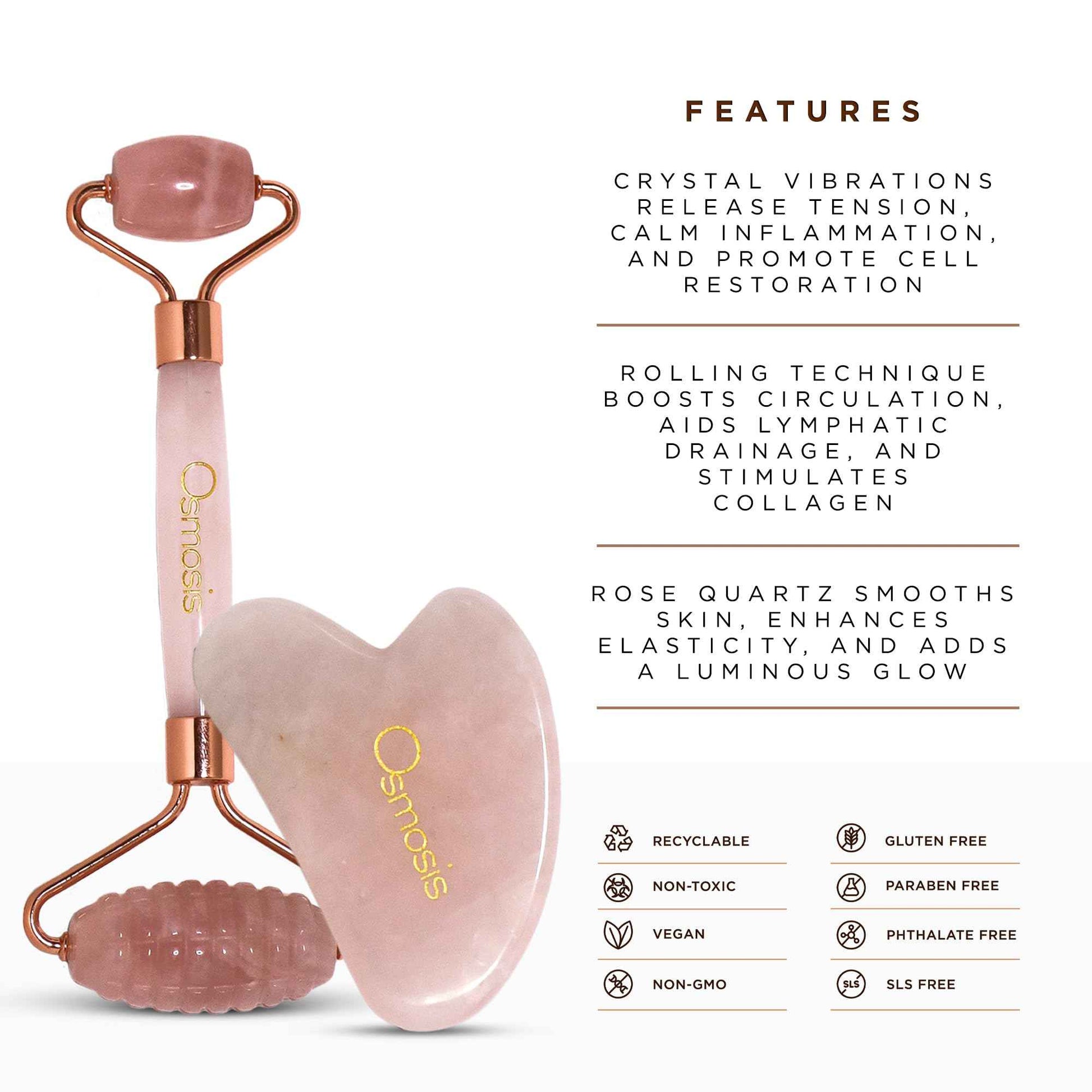 Osmosis Skincare Osmosis Rose Quartz Roller + Gua Sha, 1 ct.