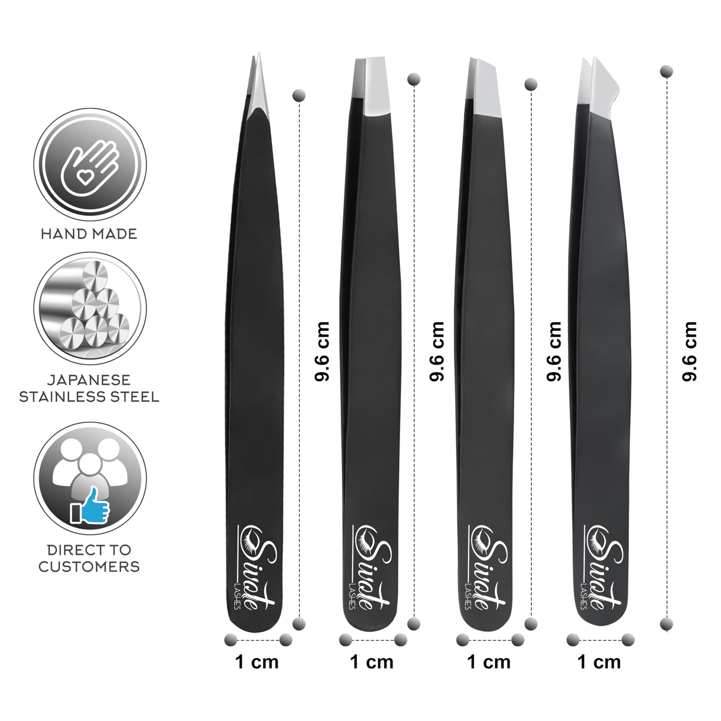 SIVOTE 4-Pack Eyebrow Tweezers for Women – Professional Tweezers for Facial Hair & Chin Hair Removal – Stainless Steel Precision Tweezers for Men and Women in Black