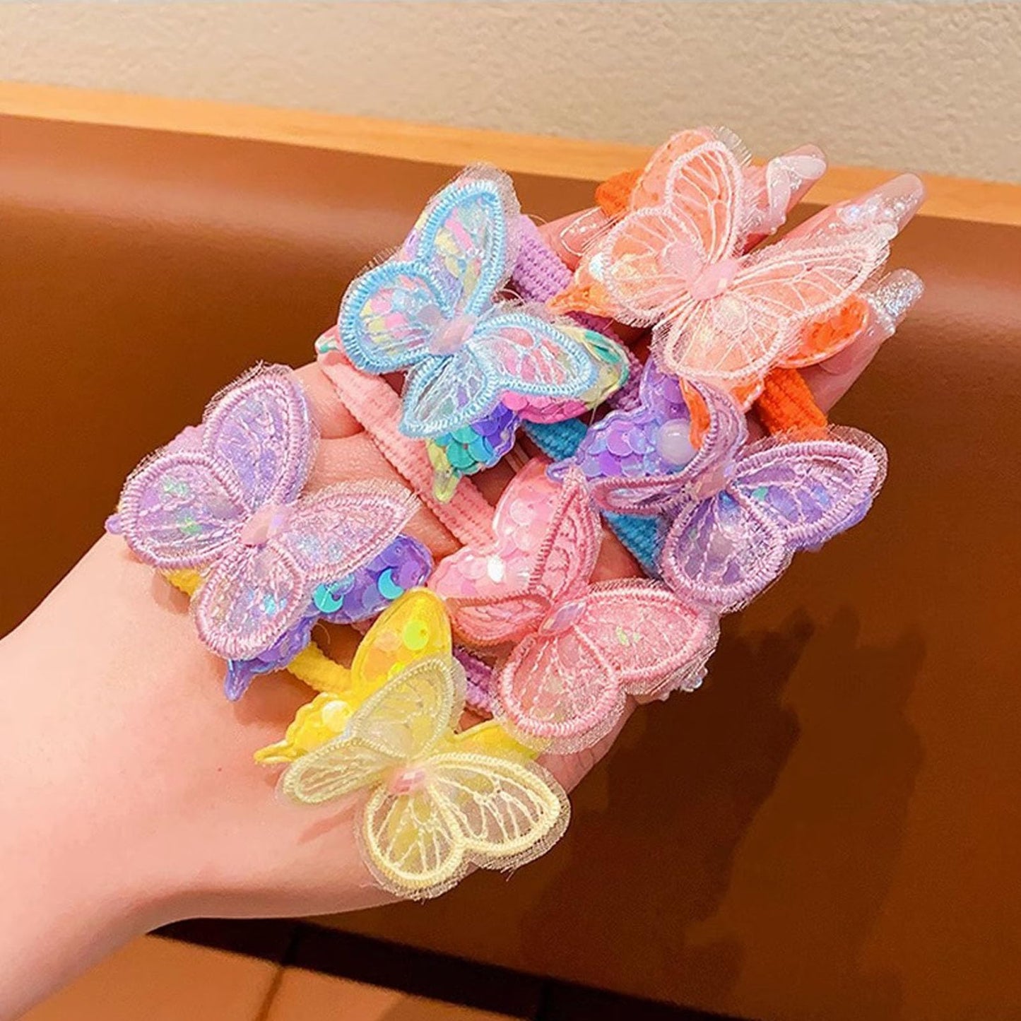 10 Pcs Butterfly Hair Ties Soft Elastic Hair Bands Cute Hair Rope No Damage for Toddler Infant Teens Toddlers Ponytail Holder Hair Accessories for Kids-10PCS-#01