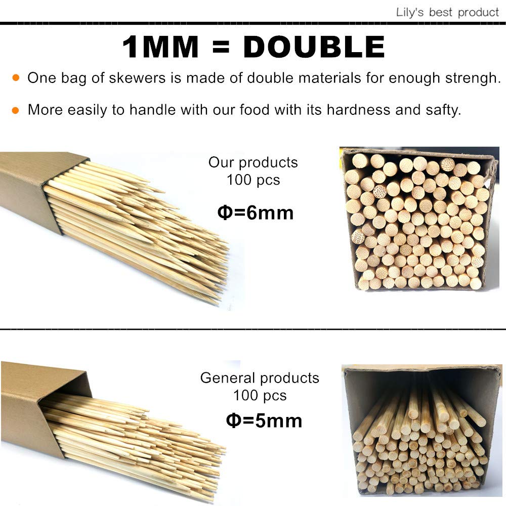 HOPELF 30" Natural Bamboo Skewers Sticks for Marshmallows，S'Mores，BBQ，Kabob，Grilling，Barbecue，Roasting，Camping.More Size Choices 6"/8"/10"/12"/14"/36"(100 PCS)