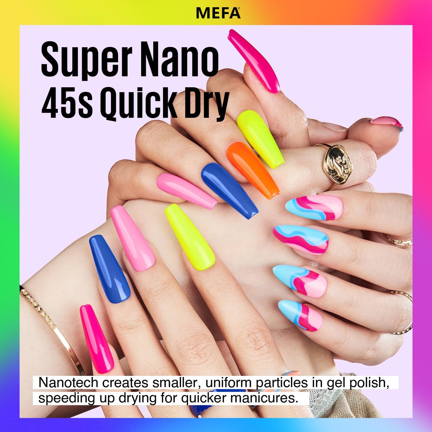 MEFA 35 Pcs Gel Nail Polish Set, 32 Colors Summer Neon Rainbow Bright Gel Nail Polish Kit with Base Coat No Wipe Glossy & Matte Top Coat Yellow Hot Pink Nail Art Manicure DIY Salon Home Gift for Women