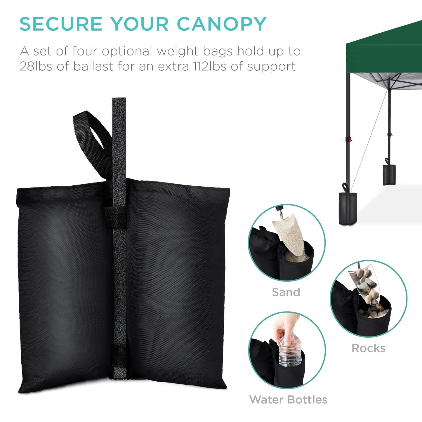 Best Choice Products 8x8ft 1-Person Setup Pop Up Canopy Tent Instant Portable Shelter w/ 1-Button Push, Case, 4 Weight Bags - Forest Green