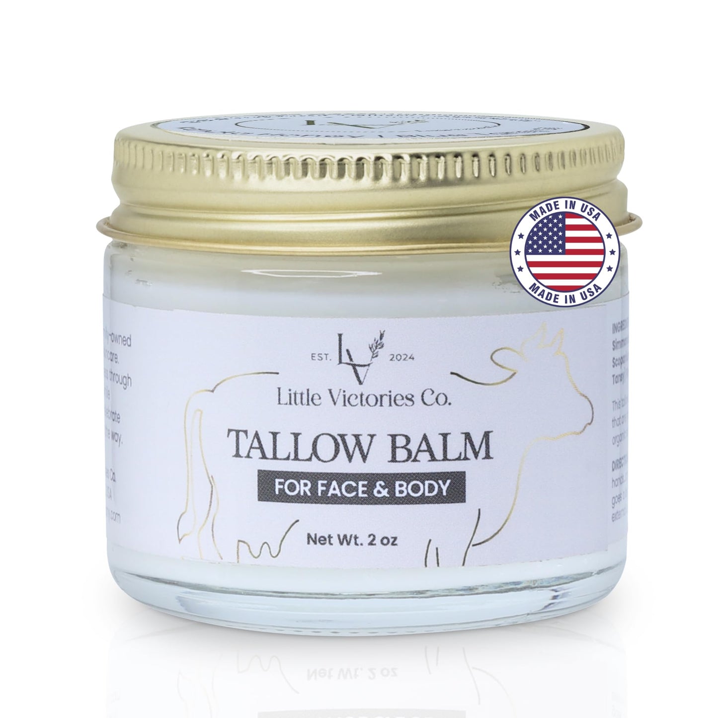 Organic Grass-Fed Beef Tallow for Skin - Whipped Tallow Face Moisturizer - Tallow Balm w/ Manuka Honey, Blue Tansy Oil, Organic Jojoba - 2oz Beef Tallow for Face - Beef Tallow and Honey Balm