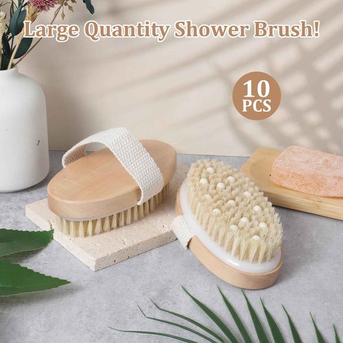 10 Pcs Dry Brushes for Body Dry Brushing Body Brush Exfoliating Brush with Massage Nodule Scrubber for Shower Bath Back Circulation Improvement Dead Skin Remove Beauty Exfoliator