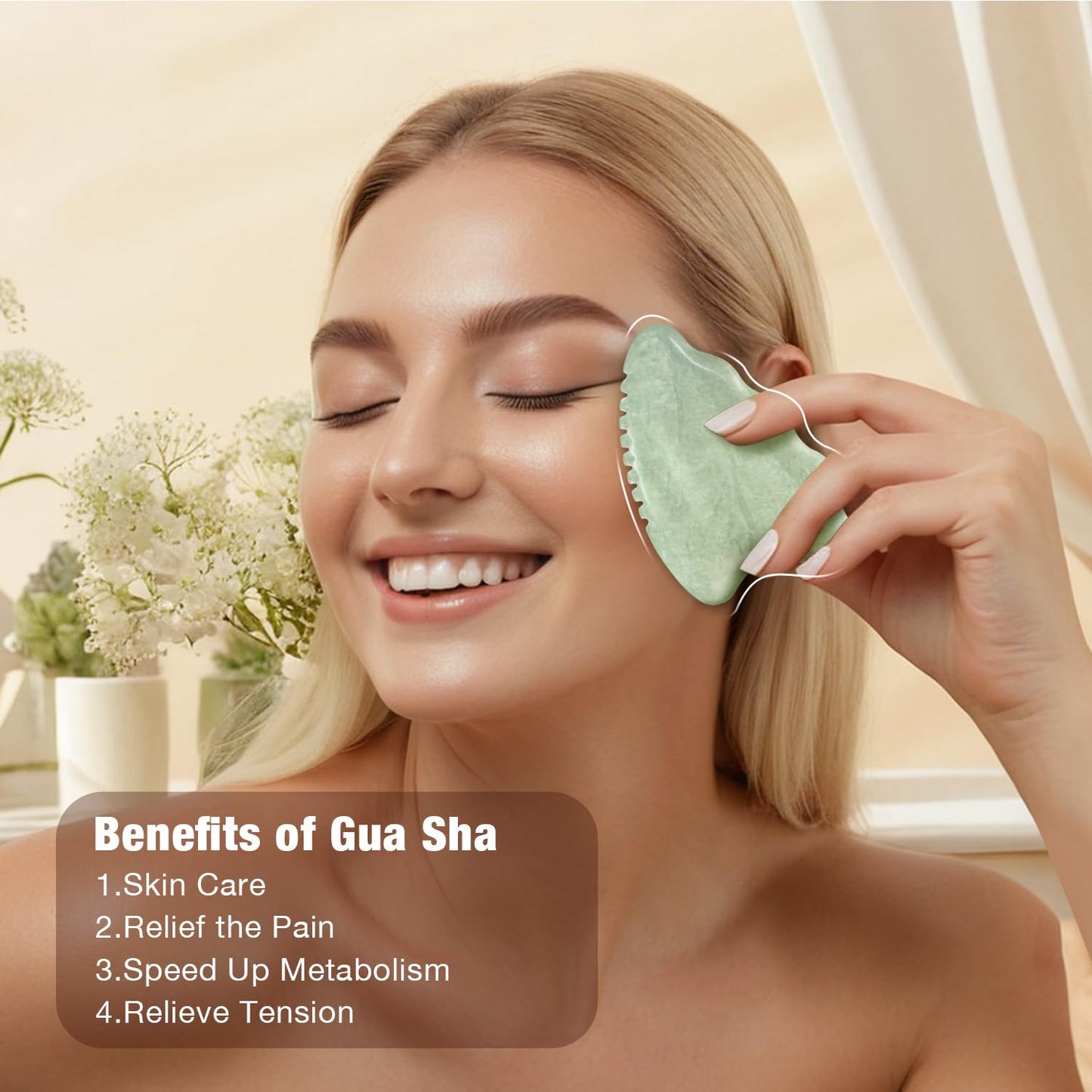 Gua Sha Facial Tools,Guasha Tool for Face,Jade Gua Sha Stone Comb Edge, Face Sculpting Tool Skin Care Tools for Face Lift Device Gifts