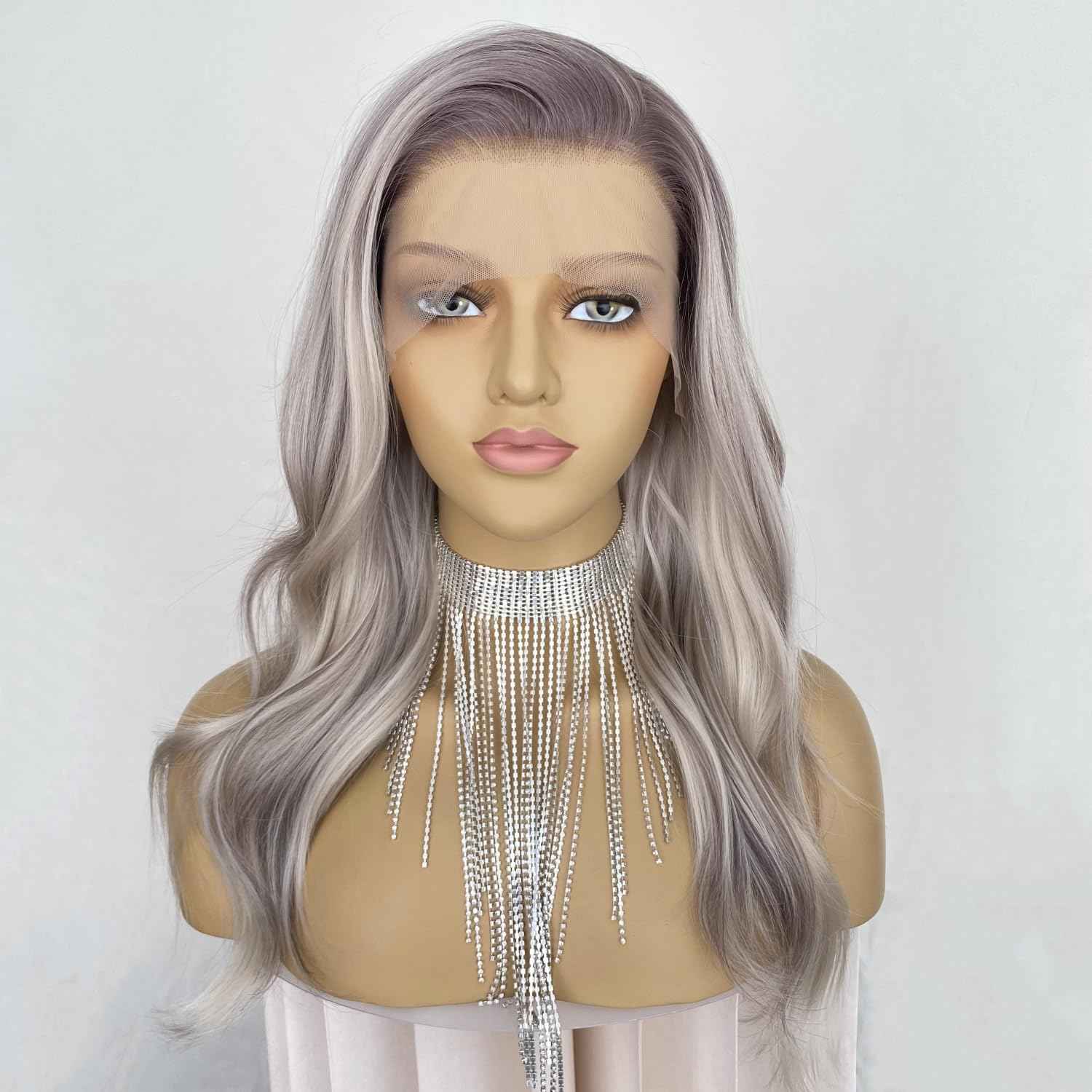 CIMITIKI Highlight Ash Blonde with Brown Colored 13x4 Lace Front Wig Ready to Wear HD Glueless 18Inch Body Wave Pre plucked Natural Hairline for Women