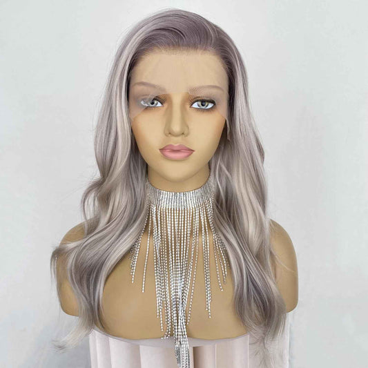 CIMITIKI Highlight Ash Blonde with Brown Colored 13x4 Lace Front Wig Ready to Wear HD Glueless 18Inch Body Wave Pre plucked Natural Hairline for Women