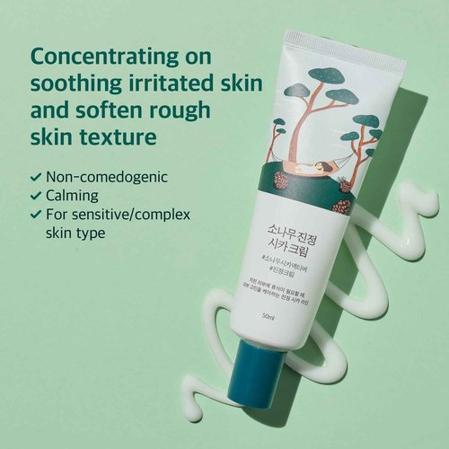 ROUND LAB Pine Calming Cica Toner + Calming Cica Cream, Hyaluronic Acid for Soothing and Skin Barrier Support, Korean Skincare