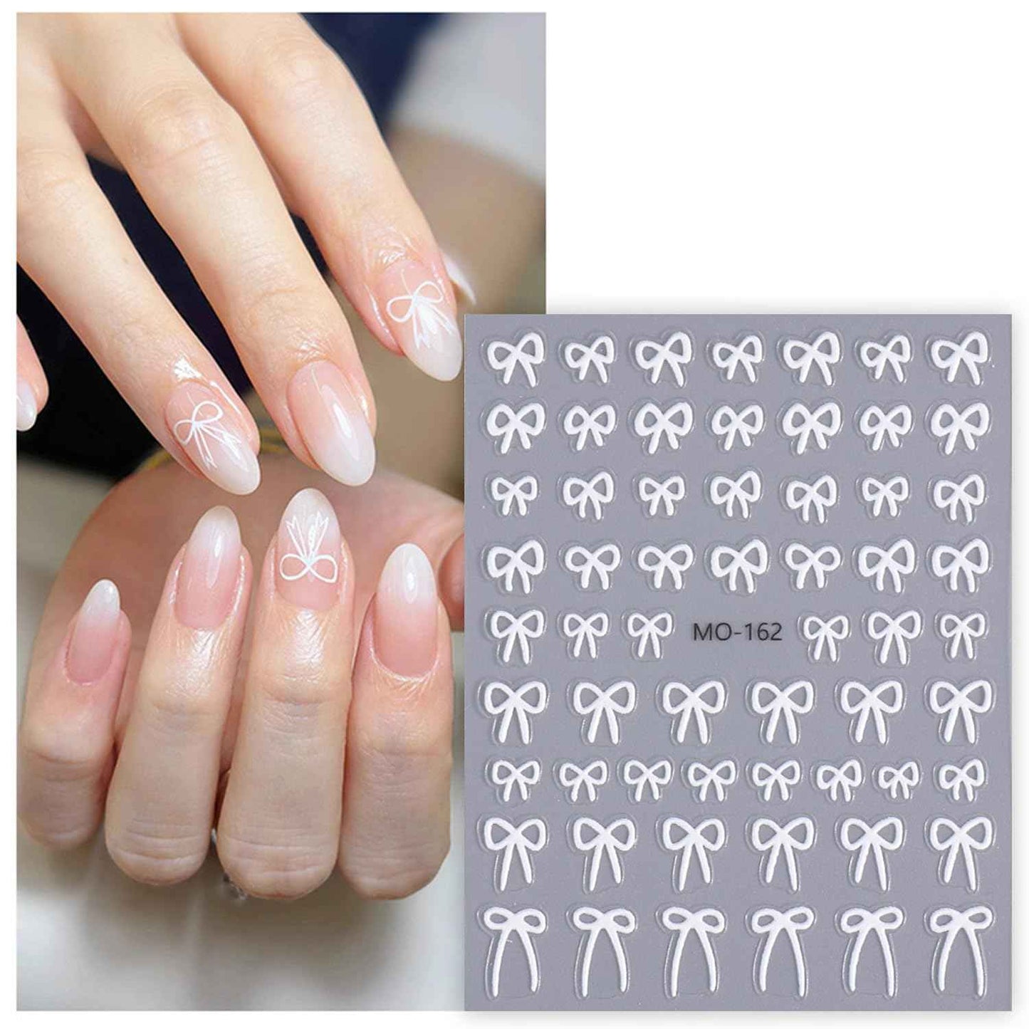 Tyuimhx 5 Sheets Bow Nail Art Stickers Decals 5D Embossed Self-Adhesive Bow Nail Stickers with Rhinestones Designs Silver Red White Black Nail Decals Supplies for Women DIY Manicure Decorations