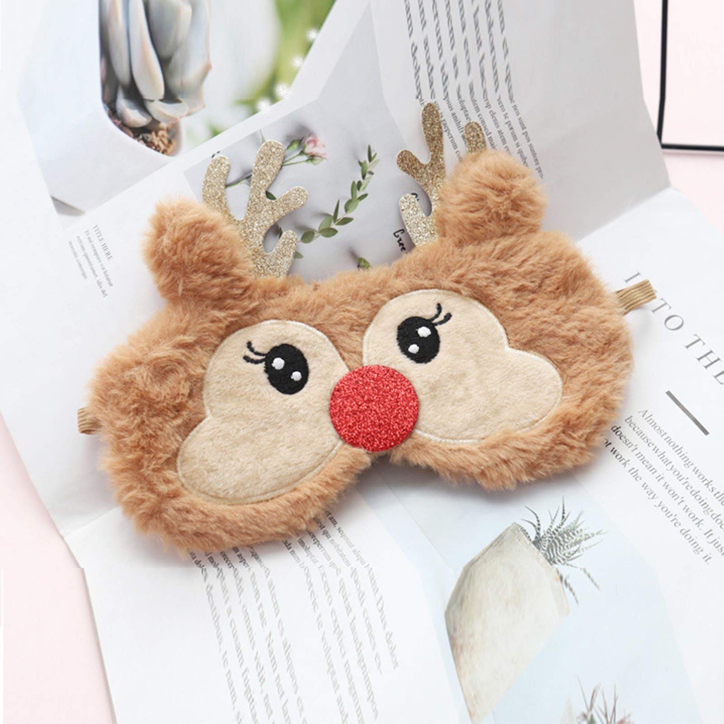 HXINFU Merry Christmas Eye Mask Elk Antler Sleep Mask for Men Blackout Funny Gifts