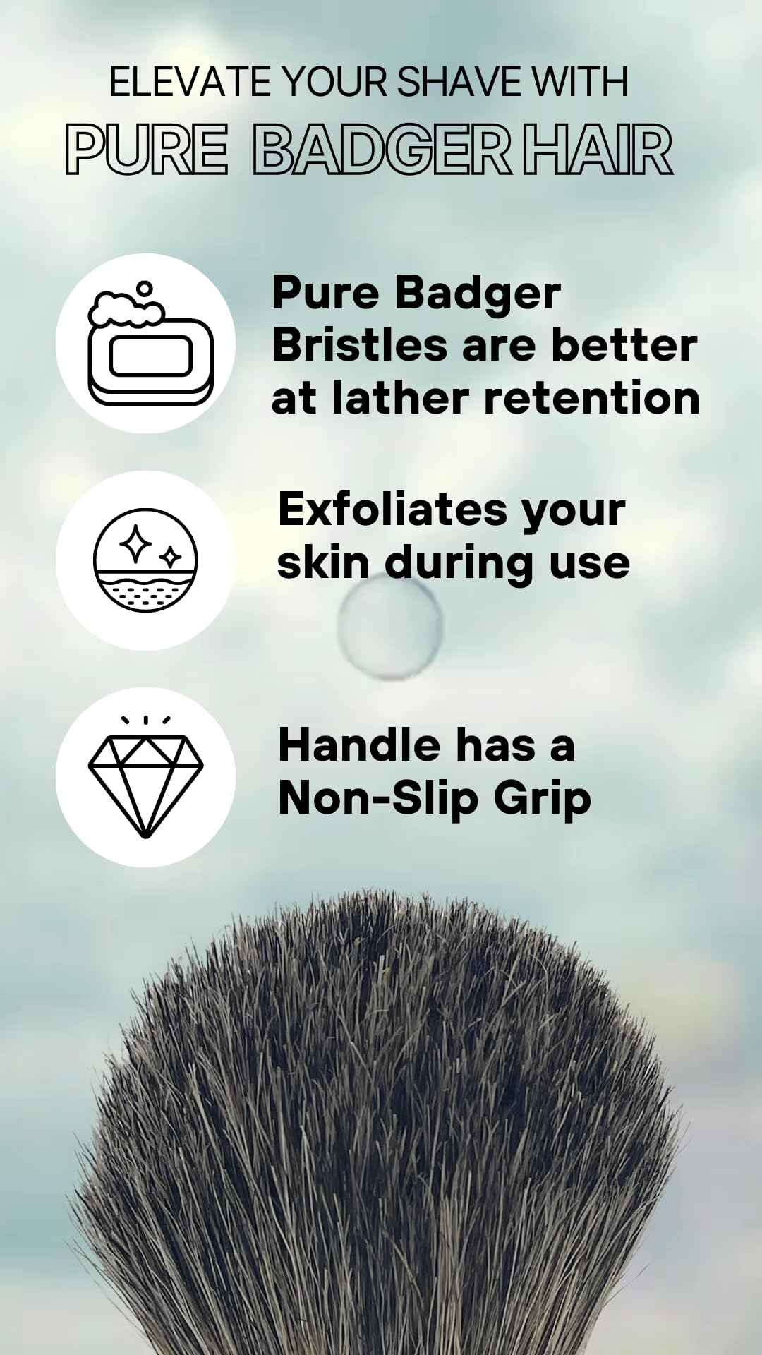 G.B.S Pure Badger Bristle Horn Shaving Brush, use with any Soap Cream All Razors, Effortless Glide Resin