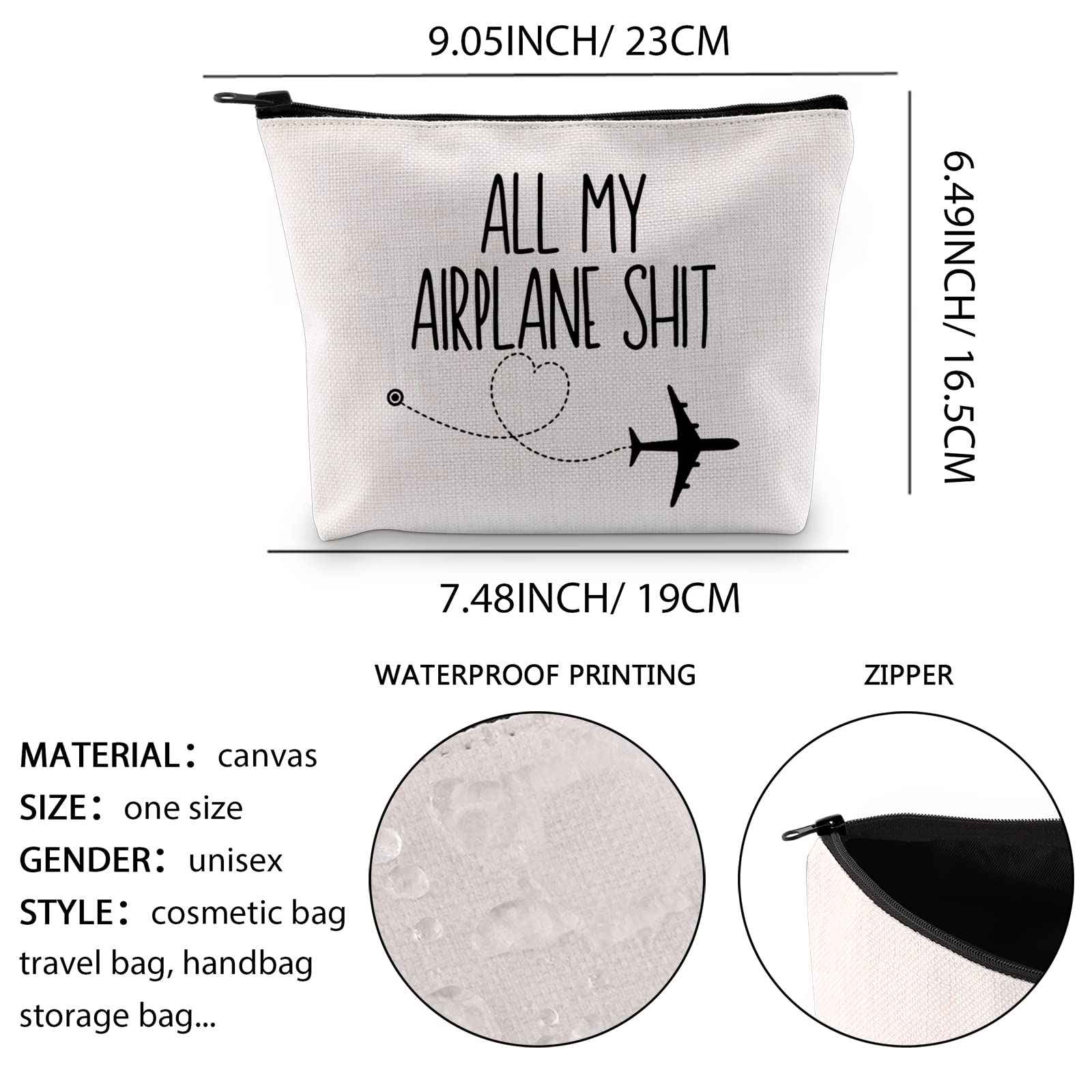 XYANFA All My Airplane Sh*t Accessory Pouch Traveler Makeup Bag Charger Pouch Flight Attendant Cosmetic Bag (AIRPLANE)