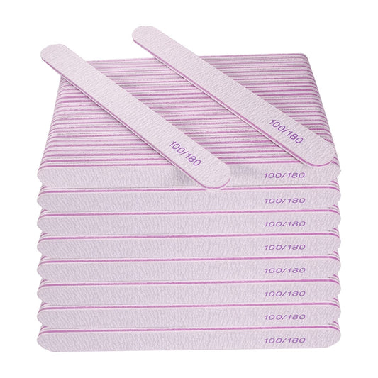 Nail File (200 Pcs), Bulk Emery Board Nail Files for Acrylic Nails and Natural Nails, 100/180 Grit Double Sided Emory Boards for Gel Nail Professional Reusable Washable Manicure Pedicure Kit Set Gray