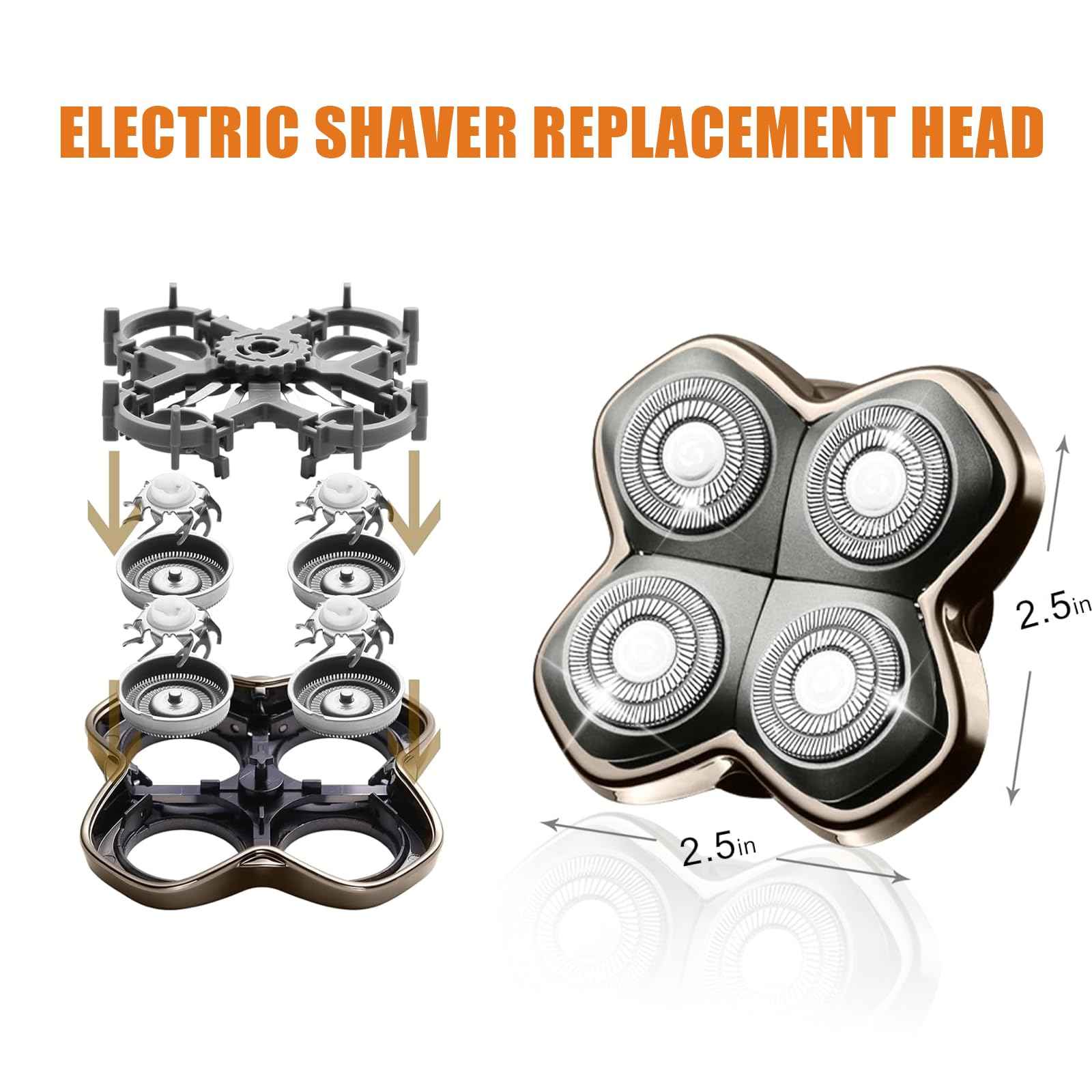 Replacement Blade Shaver PRO 2 Head for Electric Shaver Compatible with Skull Pitbull, Butterfly Kiss PRO & Palm Shavers (2Pack)