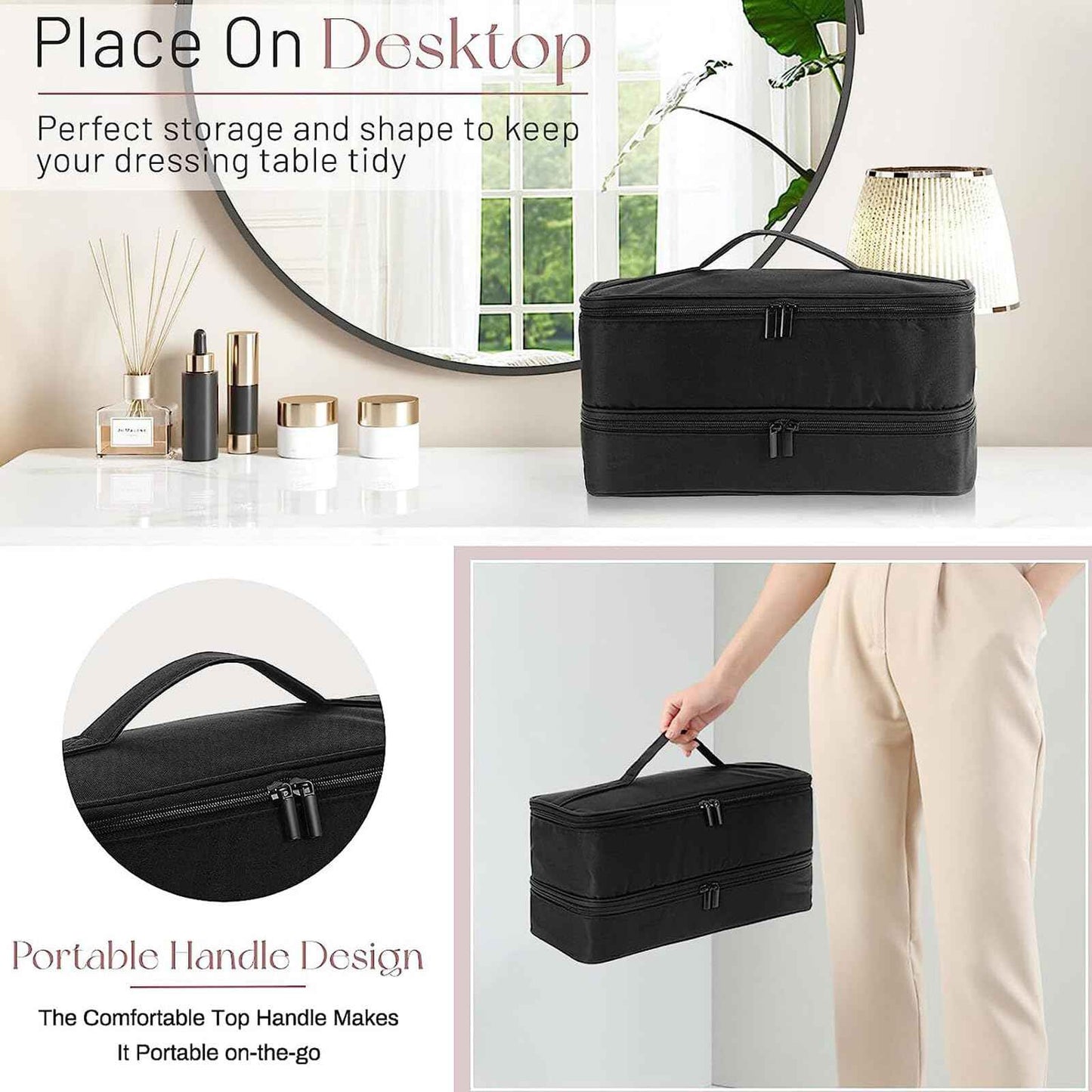 DaMohony Double-Layer Travel Case for Shark Flexstyle/Dyson Airwrap Styler and Attachments, Portable Travel Case Organizer Bag for Shark Flexstyle and Dyson Airwrap