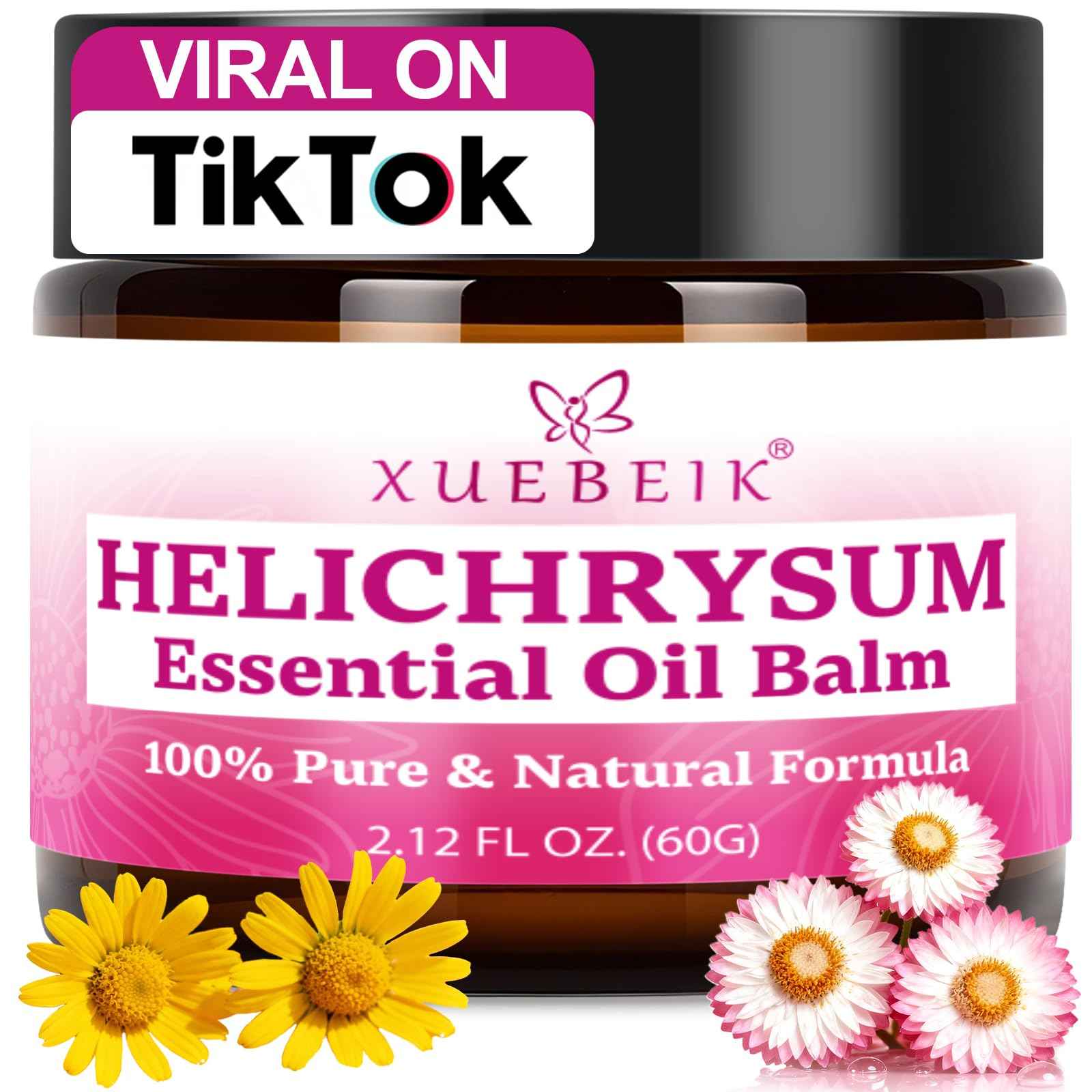 XUEBEIK Helichrysum Multipurpose Balm - Natural Soothing Hydrating Salve with Helichrysum Oil for Thin, Fragile, B-ruised & Aging Skin | Moisturizes & Revitalizes Body & Face - 60G/2OZ