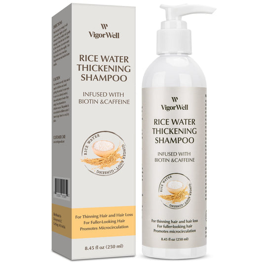 VigorWell Rice Water for Hair Growth, Rice Water Hair Growth Shampoo With Biotin, Shampoo for Thinning Hair and Hair Loss, for Men & Women - Thin Hair Shampoo - 8.45 fl oz