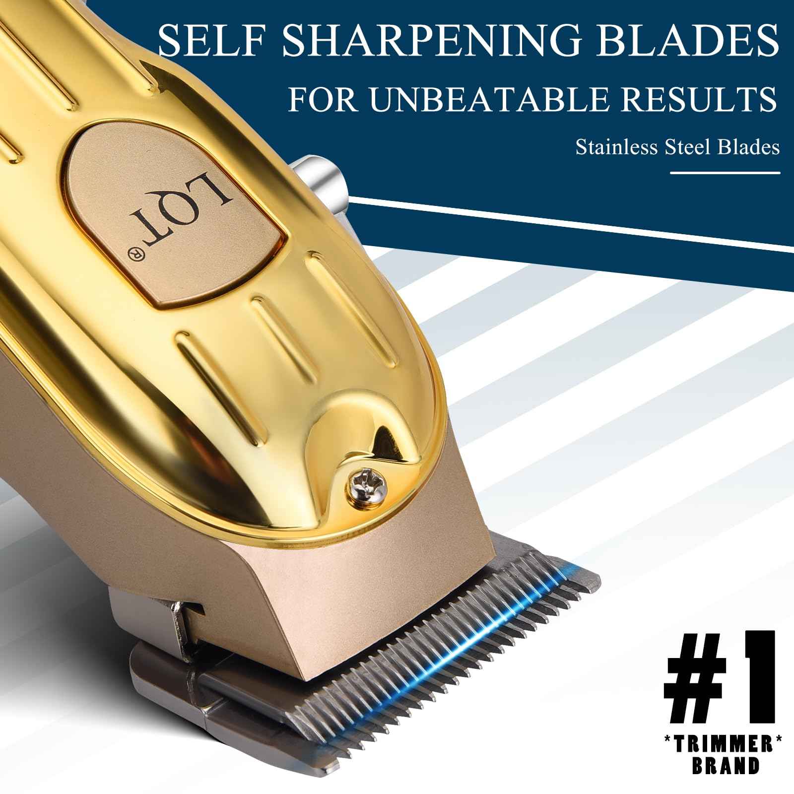 LQT Professional Hair Clipper Set, Gold, LED Display, with Trimmer, 8 Guide Combs, Barber Shaver Set, with Travel Case and Haircut Cape (Gold)