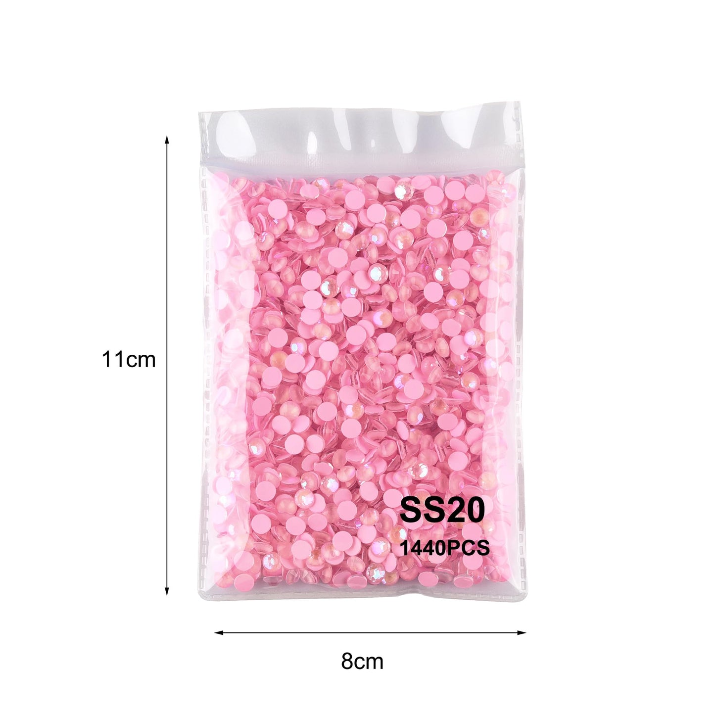 Blinginbox Flatback Glass Rhinestones,Luminous Gems 1440pcs Non Hotfix Crystal Rhinestones for Nail Crafts Clothes Tumblers Face Makeup,Lt.Pink AB Luminous,SS20