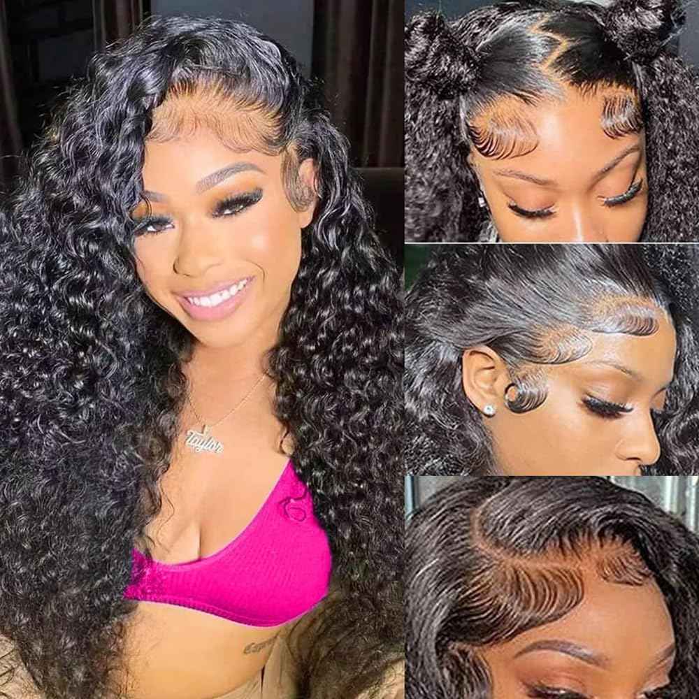 QTHAIR Water Wave HD Lace Closure 16A 4x4 Swiss Lace Closure Free Part Closure Wet and Wavy Human Hair Closure 20" Natural Color 150% Density Unprocessed Curly Closure Human Hair Lace Frontal Closure