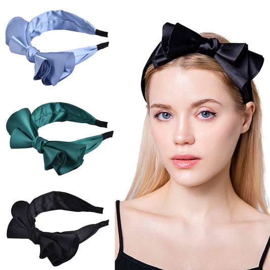 Gloppie Headbands for Women Skincare Headbands Girls Fashion Hair Accessories Silk Hair Bands Bow for Workout 3 Pack