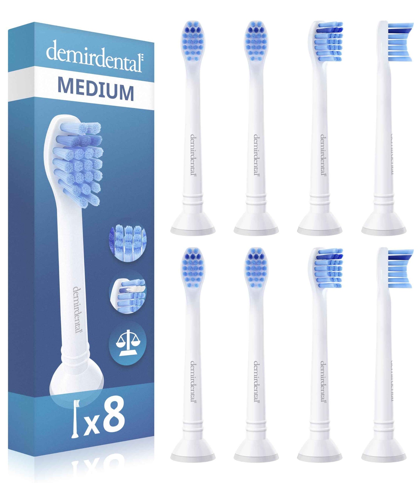 Toothbrush Heads mini Medium Compatible with Philips Sonicare Toothbrush Heads - Small Medium Replacement Heads - Daily Precision Brush Heads - White - Replaces HX6028-8 Pack