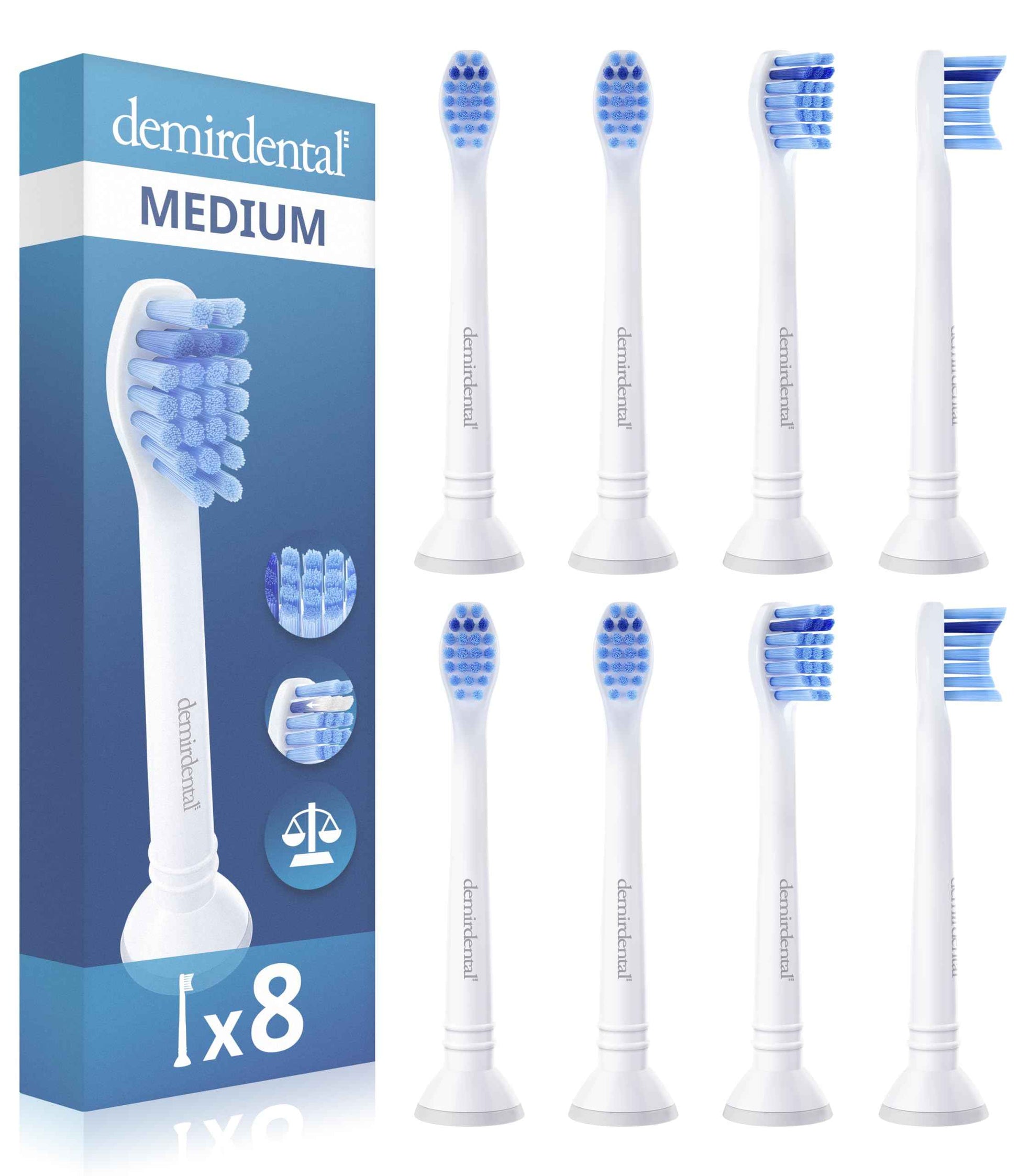Toothbrush Heads mini Medium Compatible with Philips Sonicare Toothbrush Heads - Small Medium Replacement Heads - Daily Precision Brush Heads - White - Replaces HX6028-8 Pack